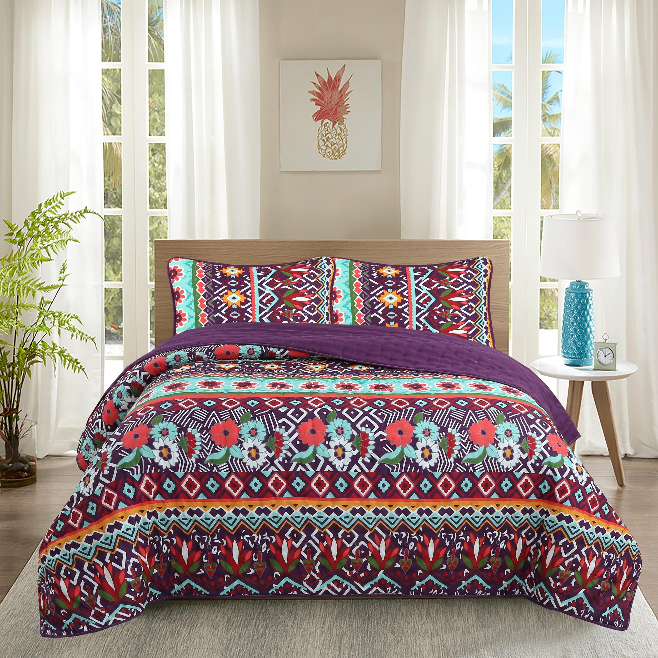 

Comforter 3Pcs Bohemian Floral Pattern Comforter Set 3D Digital Print Soft-Touch Polyester All-Season Machine Washable Woven Comforter (quilt)-EU Single(135*200cm)3pcs
