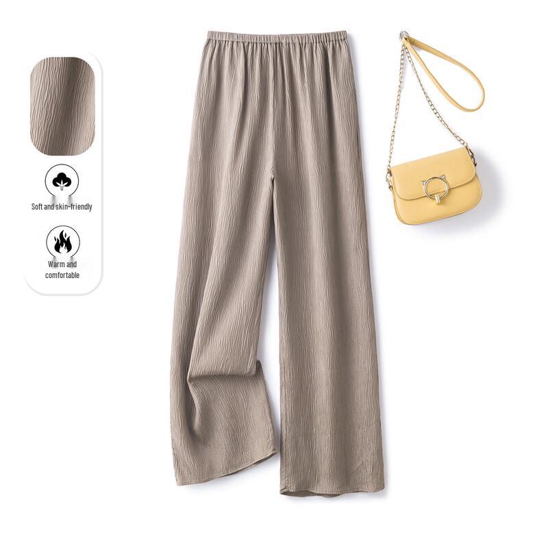 Srcr 19 Momme Silk Textured Loose Wide-Leg Pants M