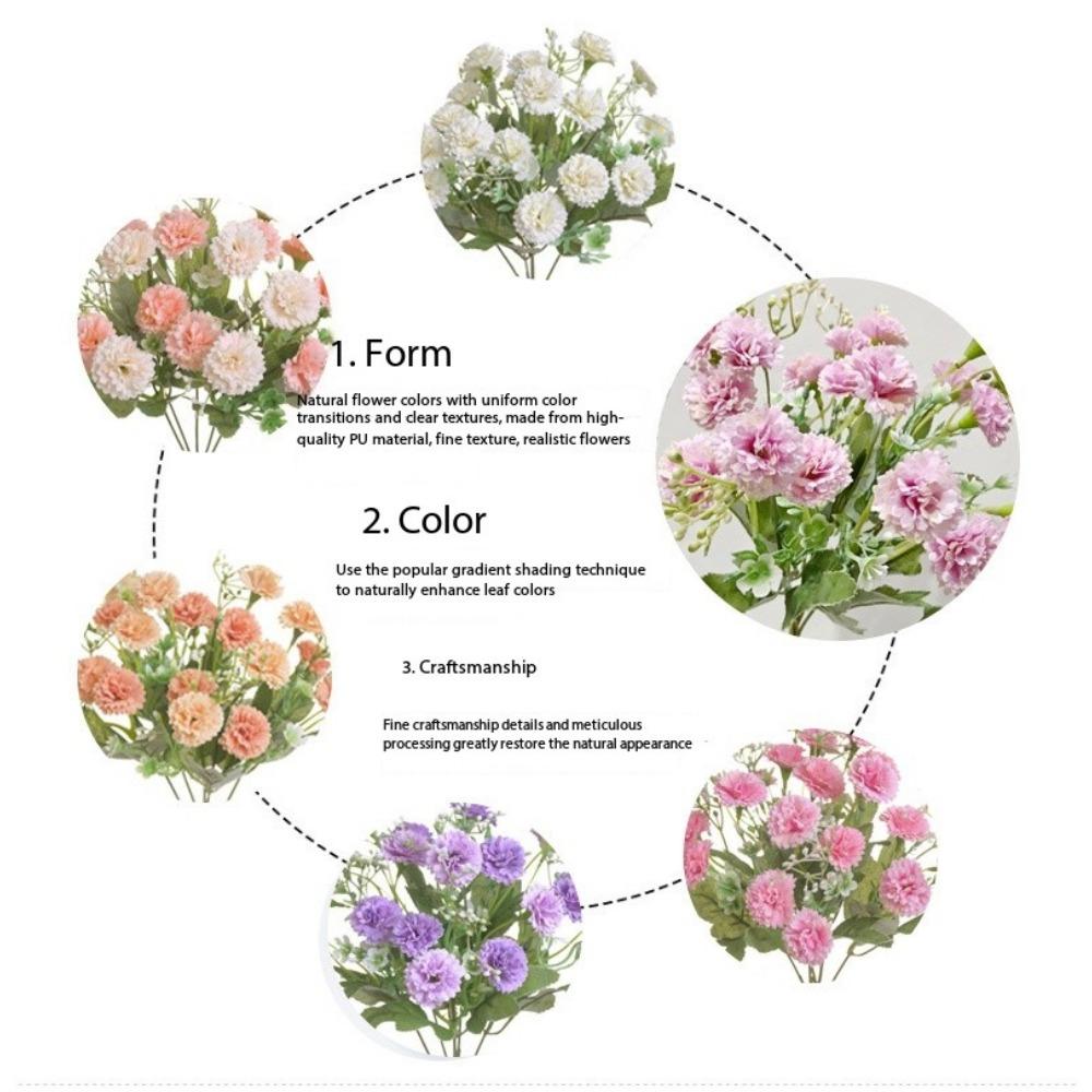 20-Branch Simulated Carnations Artificial Flowers Tassels Silk Plastic Realistic Carnation for Bouquet Home Decor