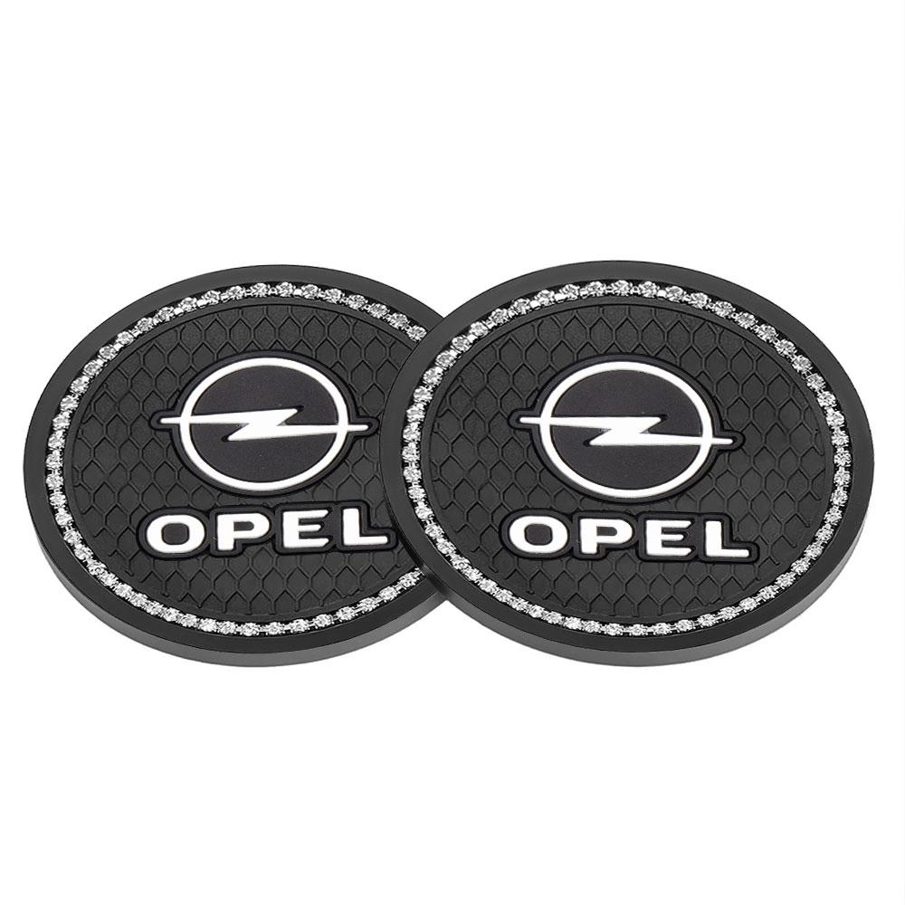 AAAYU1 AAAYQ1 1/2Pcs Car Coaster Diamond Rubber Non-slip Mat Water Cup Slot Pad For Opel Zafira Corsa D Insignia Mokka Regal Car Wheel Hubcap