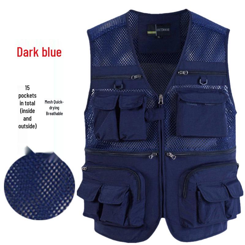 Men's 7XL Quick-Dry Mesh Vest With Multi-Pockets - Breathable Summer Wear