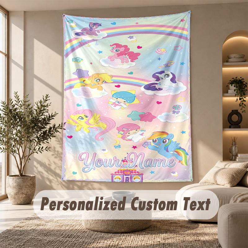 My Little Pony Tapestry, Personalized Custom Text, Wall Hanging Tapestry For Living Room Home Wall Decor