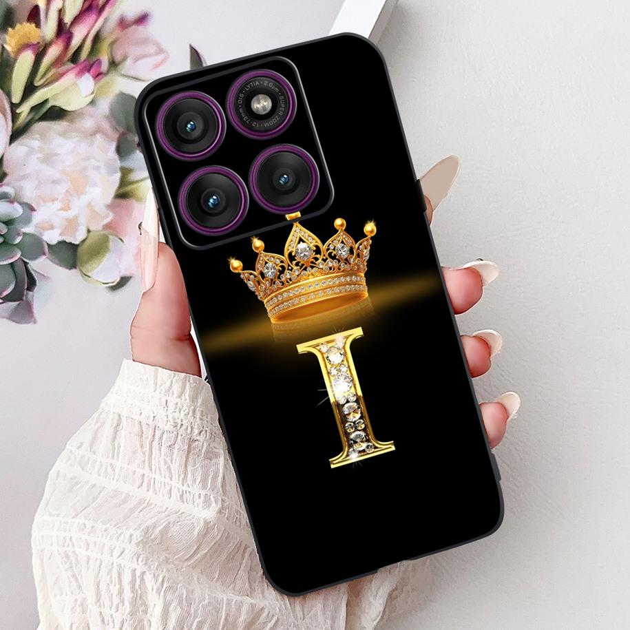 For Motorola Edge 60 Pro Case 2025 Luxury Crown Letters Soft Silicone Black Phone Cover For Moto Edge 60 Fusion 60s Edge60 Funda