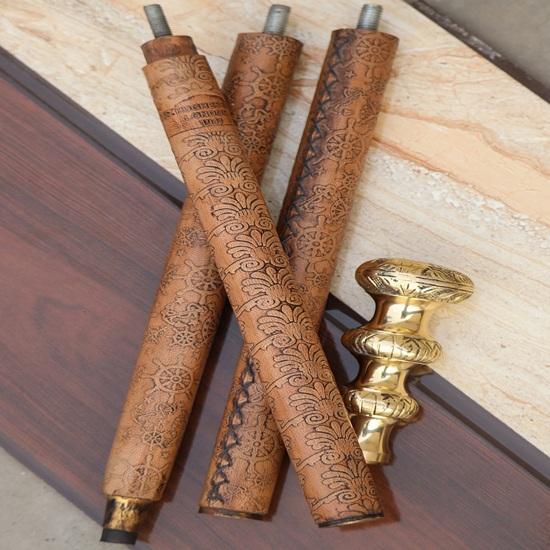 93.98 cm Victorian Royal Brass Walking Cane, Fully Handmade Leather Stitched Walking Stick, Gift for Him, Christmas Gift