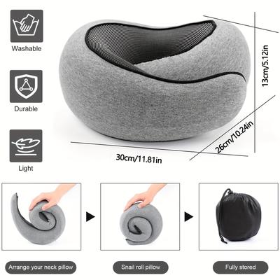 Tragbares Ergonomisches U-förmiges Schneckenkissen, Abnehmbar, Waschbares Nackenkissen für Reisen, Büro, Flugzeug-Nickerchen, Schlafkissen