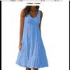 Women's Beach Dress: Sleeveless, Round Neck, Patchwork, Wide Hem, 7 Colors, 8 Sizes