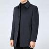 Men's Mid-Length Double-Faced Cashmere Wool Coat - Autumn/Winter Thick Tweed Jacket, Dad Style Trench Coat