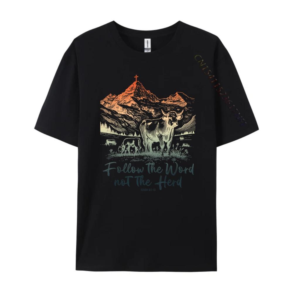 Follow The Word Not The Herd Isaiah Christian Jesus Camisas Basicas Hombre New Year Aesthetic T-shirt