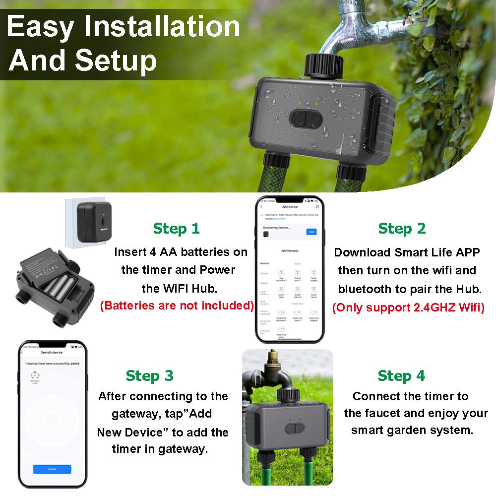 Smart Garden Watering Timer, Wifi Automatic Drip Irrigation Controller Water Valve, Garden Automatic Watering System