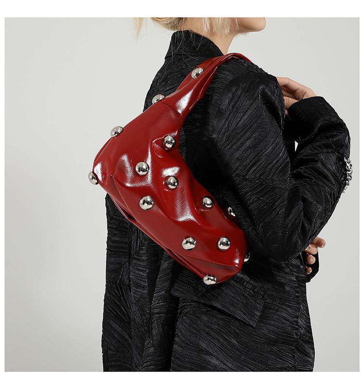 Trendy Riveted Ball Underarm Bag with Unique Design Single Shoulder Personalized Cross Boday Women s Bag 28x12x9cm