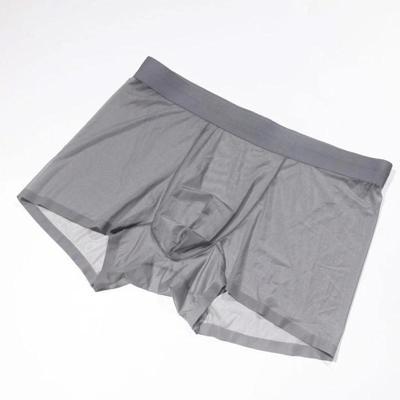 1PC Silky Fully Exposed U Convex Pouch Breathable Modal Panties Transparent Mens Boxers Ultra-Thin Men's Shorts Comfortable