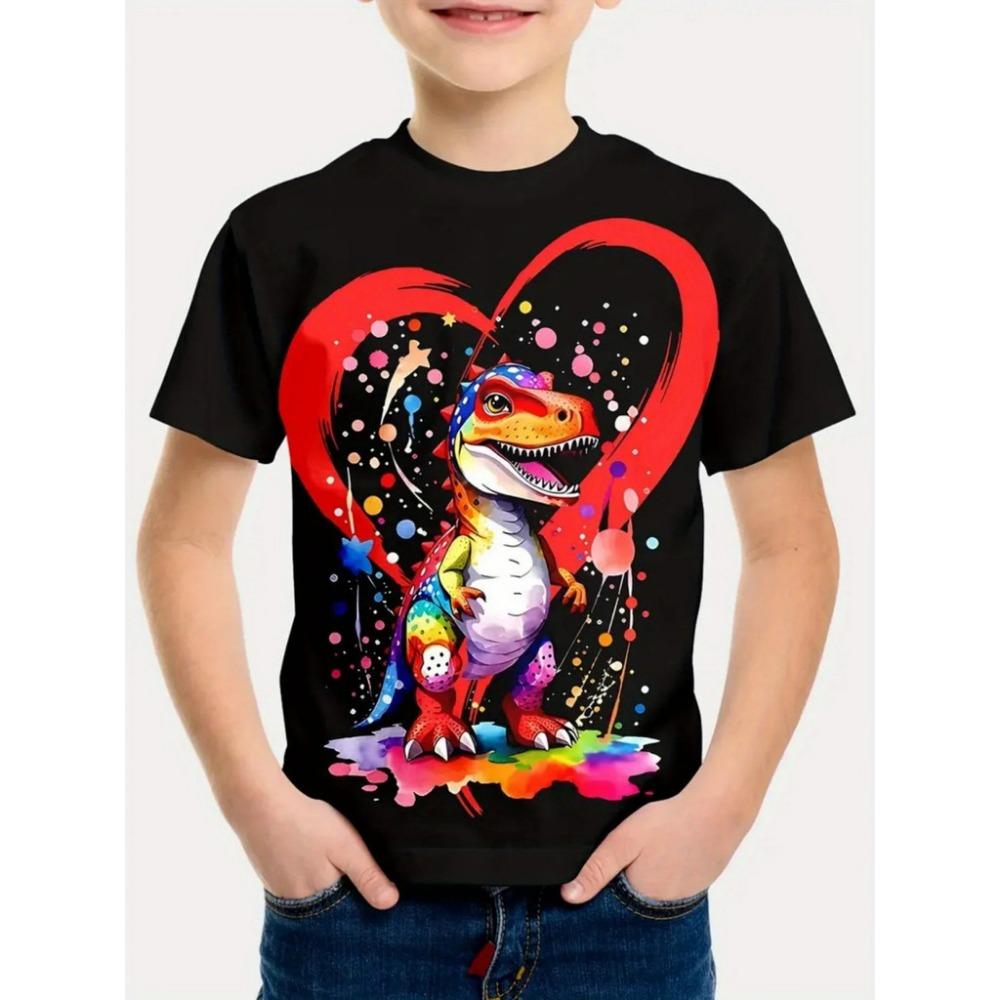 Children's Cute Anime Design Pattern T-shirt - Summer Short Sleeve Round Neck