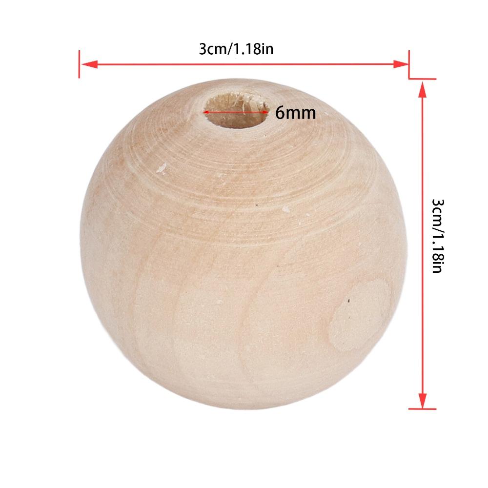 50pcs Natural 30mm Diameter Wooden Beads Ball Shaped Large Hole Wood Drawer Pulls Wood Cabinet Knobs For Crafts