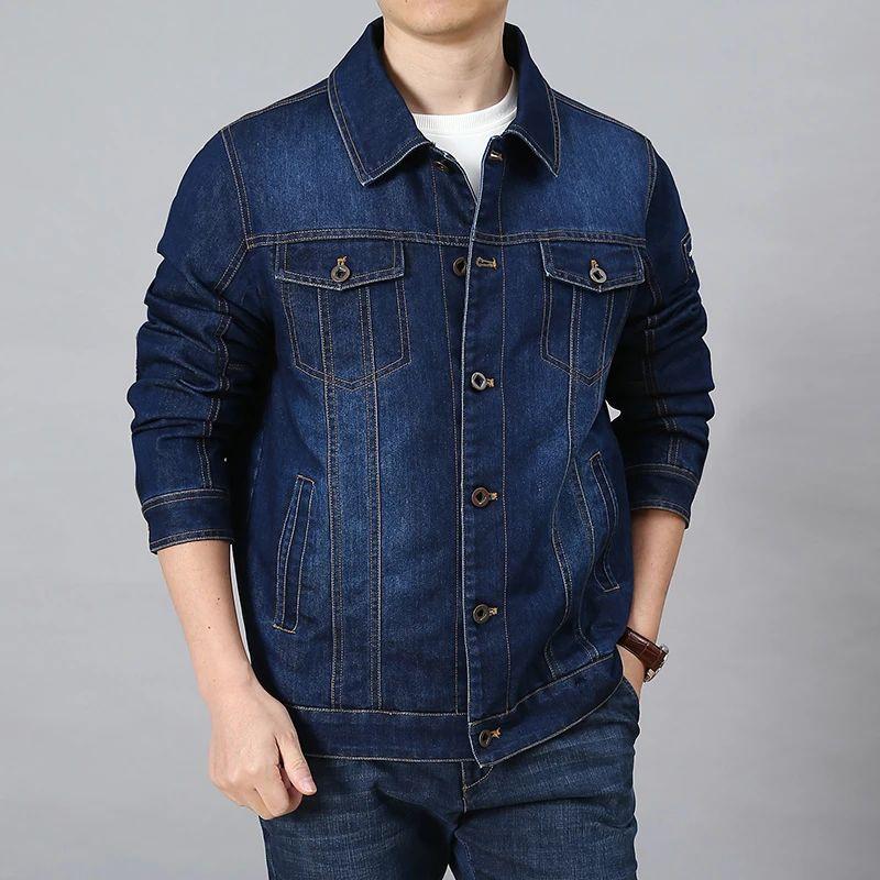 Men's Vintage Denim Jacket Winter Denim Jacket Lined Thickened Windproof Jacket