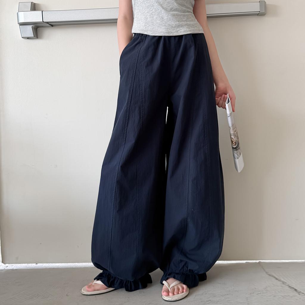 Girls' Summer 2026 New Flower Bud Lightweight Casual Pants, Korean Version Loose Wide Leg Pants for Adults and Children