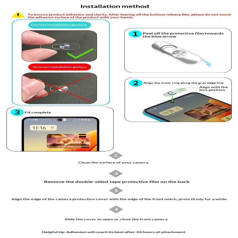 Smartphones Webcam Cover Privacy Camera Covers Front Camera Cover For Galaxy Pixel Ultra-Thin Transparen Protection Slide