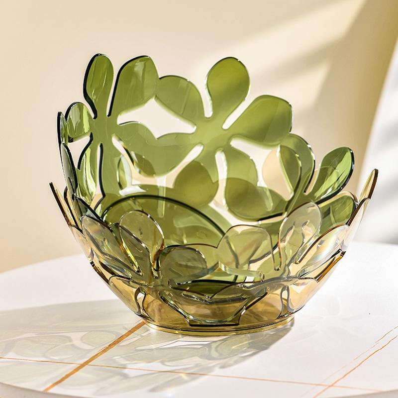 Acrylic Decorative Flower Trays Dinner Plate Transparent Dinner Dish Table Tray Fruit Display Tray Plates Table Decor