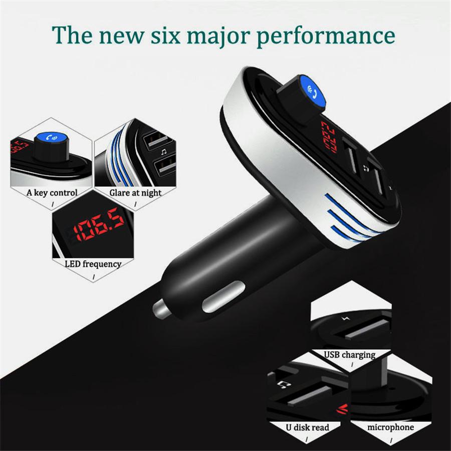 Black Dual USB 5V 3.1A Car Charger BT Handsfree FM Music MP3 Player
