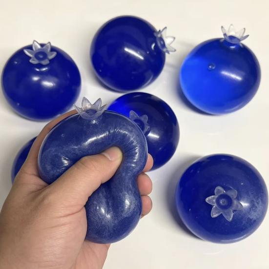 Desktop Stress Reliever Blueberry Ball Soft TPR Fidget Squeeze Toy with Elastic Ball Smooth Fluid High Decompression for Anxiety Relief Sensory