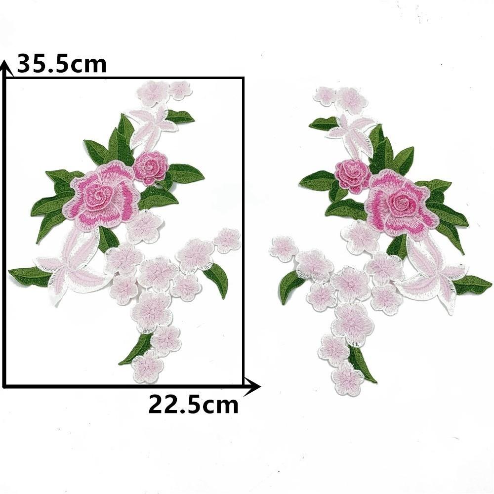 

1Pair Polyester Fiber Embroidery Flower Patch DIY Handmade Clothing Accessories Sew On Patch Embroidery Floral Applique Jeans розовый