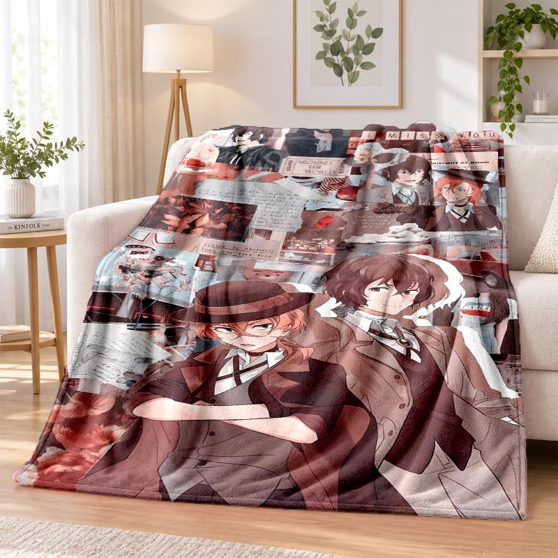 Chuya And Dazai Flannel Throw Blanket Soft Warm Cozy For Sofa Bed Indoor Home Bedroom Use