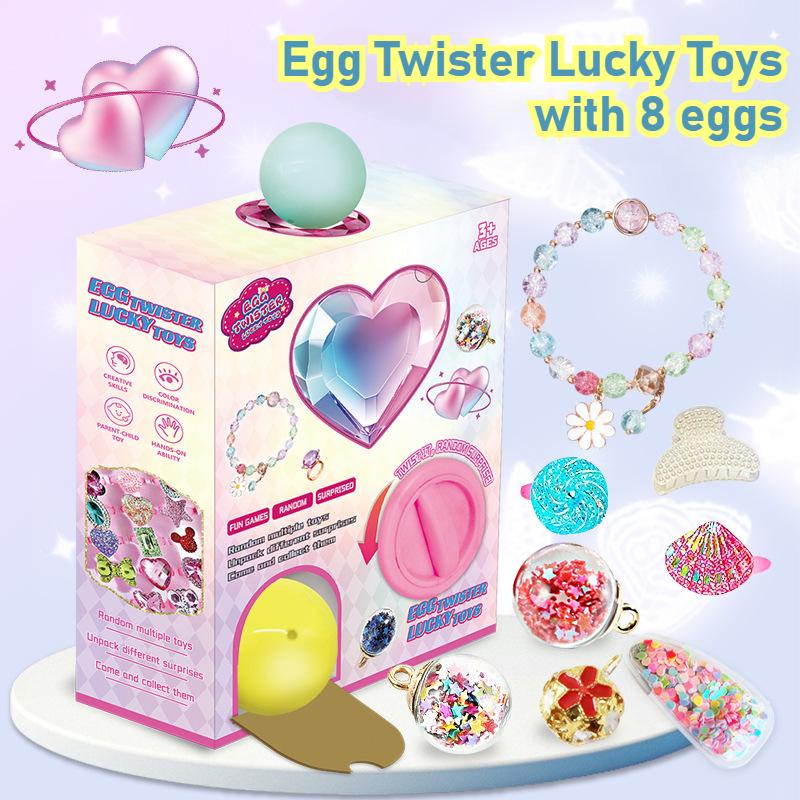 

Игрушка-машина Gashapon с драгоценными камнями, браслетом, бусинами, 8 сюрпризов, яйца, самодельные украшения, игрушка на День святого Валентина для девочек розовый