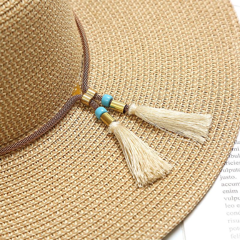 Manufacturer European and American beach travel vacation sunscreen big edge hat women's spring and summer new fringed beach sunshade straw hat