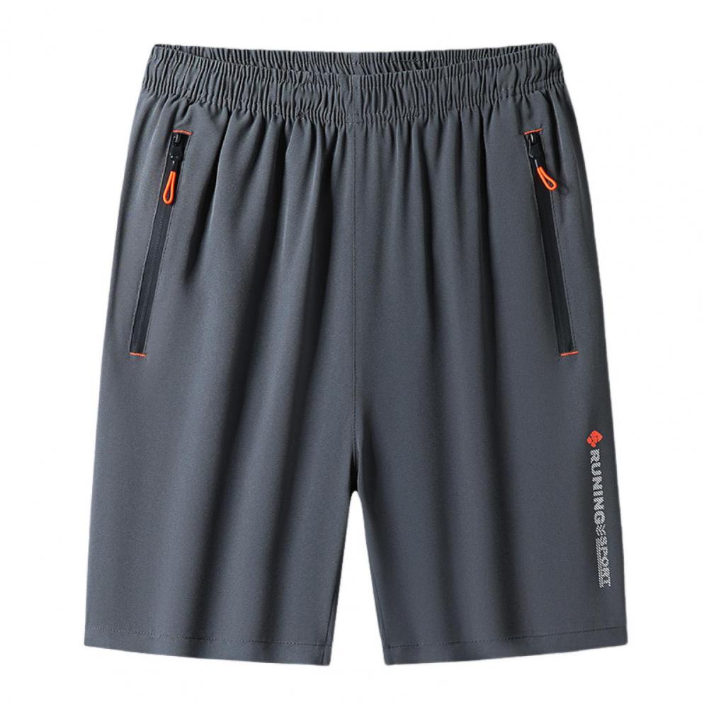 

Мужские летние повседневные шорты с эластичным поясом и карманами на молнии, пляжные шорты, однотонные, широкие, быстросохнущие шорты для фитнеса XL серый