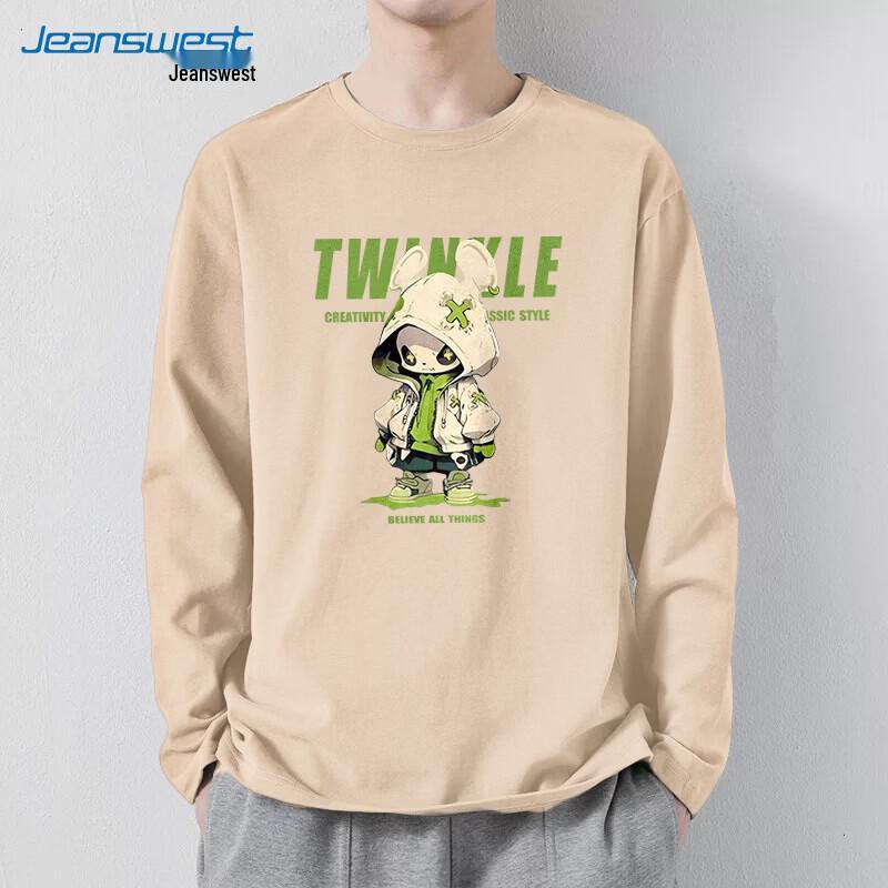 Jeanswest Men s Trendy Panda Cotton Long Sleeve T-Shirt L