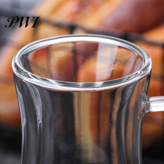 Glass Cup Double Wall Design Transparent Juice Coffee Mug for Restaurant Tea