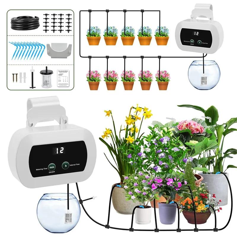 DIY Solar Irrigation Potted Plant Drip Irrigation Kit,Garden Balcony Greenhouse Drip Irrigation System,Automatic Watering System белый