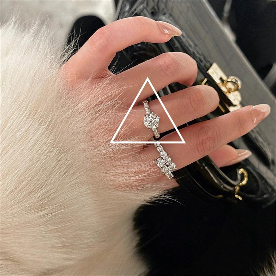 Super Sparkling Zircon Open Ring 925 Sterling Silver 2025 New Ring