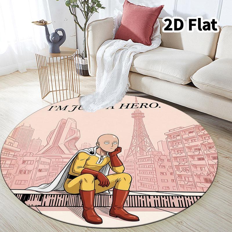 Onepunch Man Round Area Rug Carpet Rug For Living Room Bedroom Sofa Playroom Decor Nonslip Floor Mat