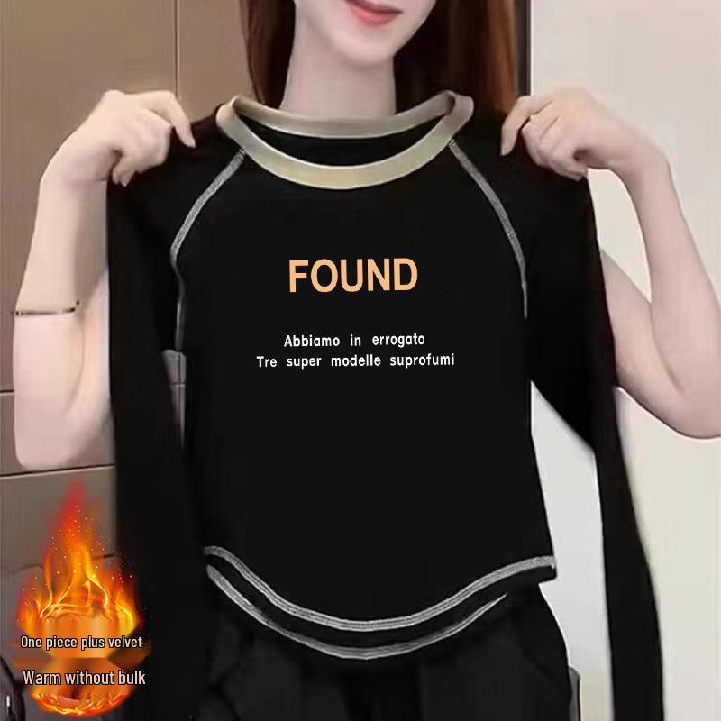 

Women s 2024 New Velvet Long-Sleeve Shirt - Double-Sided, Versatile, Chic Autumn/Winter Top XL for 125-135 catty чёрный