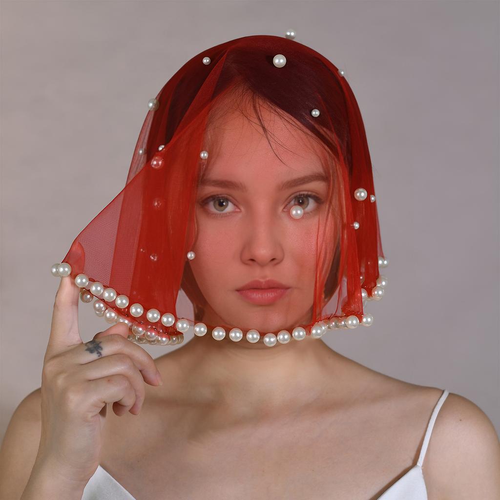 Wedding Pray Scarf Mantilla Veil Delicate Jeweled Pearls for Ladies Mother Wedding Party Headwear Mantilla