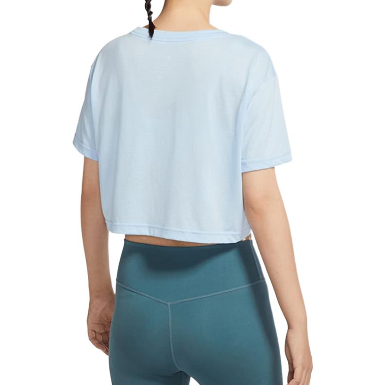 Nike Solid Color Crew Neck Pullover Logo Creative Print Short Sleeve T-Shirt Women T-Shirt Blue DX6159-441