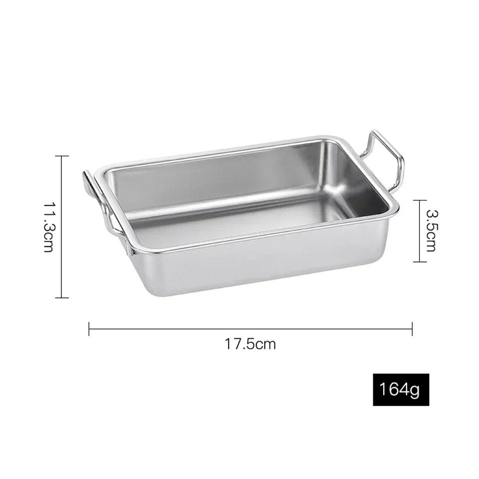 304 Stainless Steel Double Ear Rectangle Snack Plate Fried Chicken Plate Restaurant Creative Candy Fruit Serving Tray Tableware