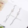 Delicate Female Earrings  Silver Needle Cherry Blossom Flower Long Tassel Earline Wave Fairy Earrings for Women