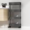 Storage Shelf with 360-Degree Wheels Versatile 4-Tier Rolling Cart Space-Saving Removable Multi-Tier Shelf