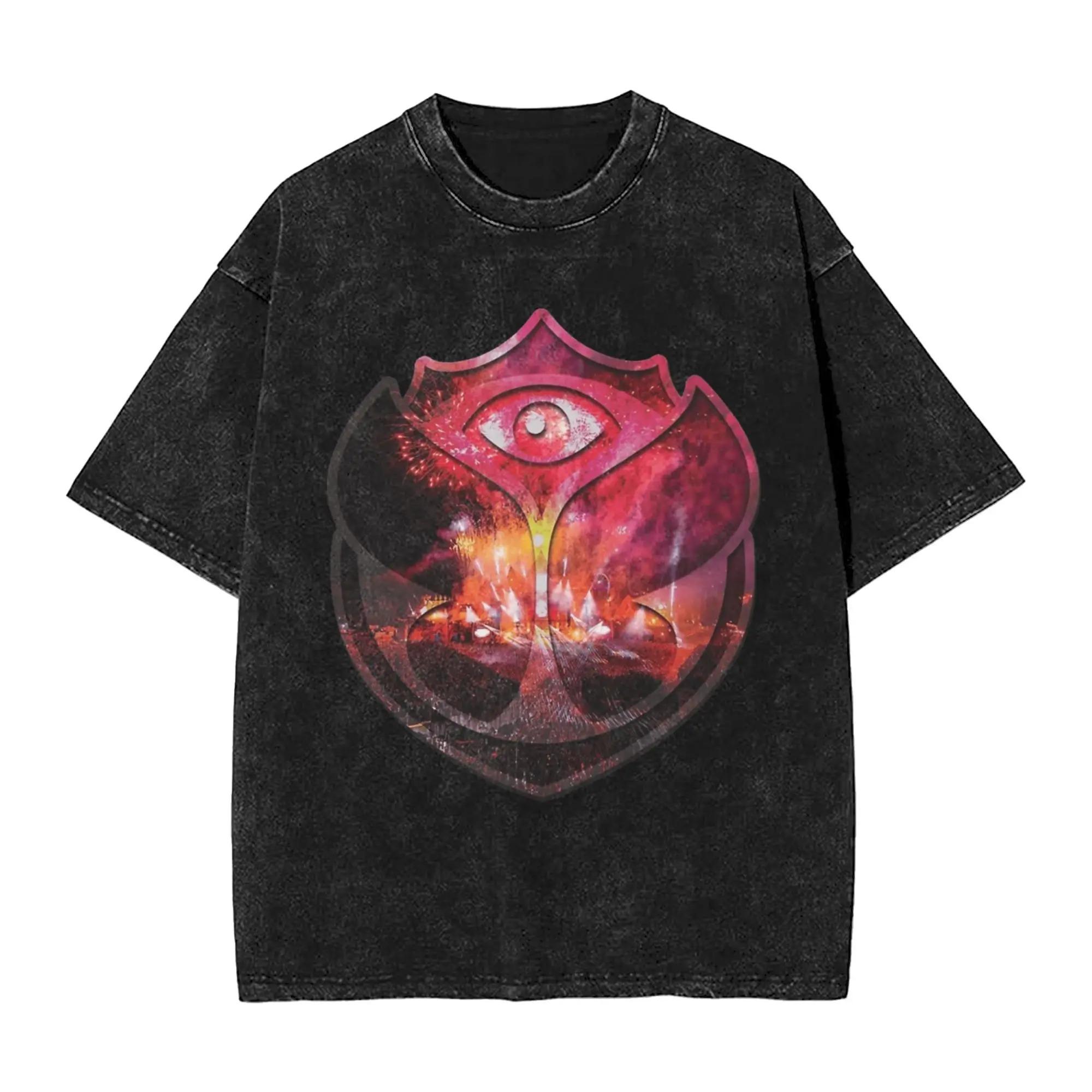 

EDM Rave Tomorrowlands Logo Graphic Print Tshirt Women Men Cotton Solf Summer Tee Vintage Washed Gothic Fashion Oversized Top S