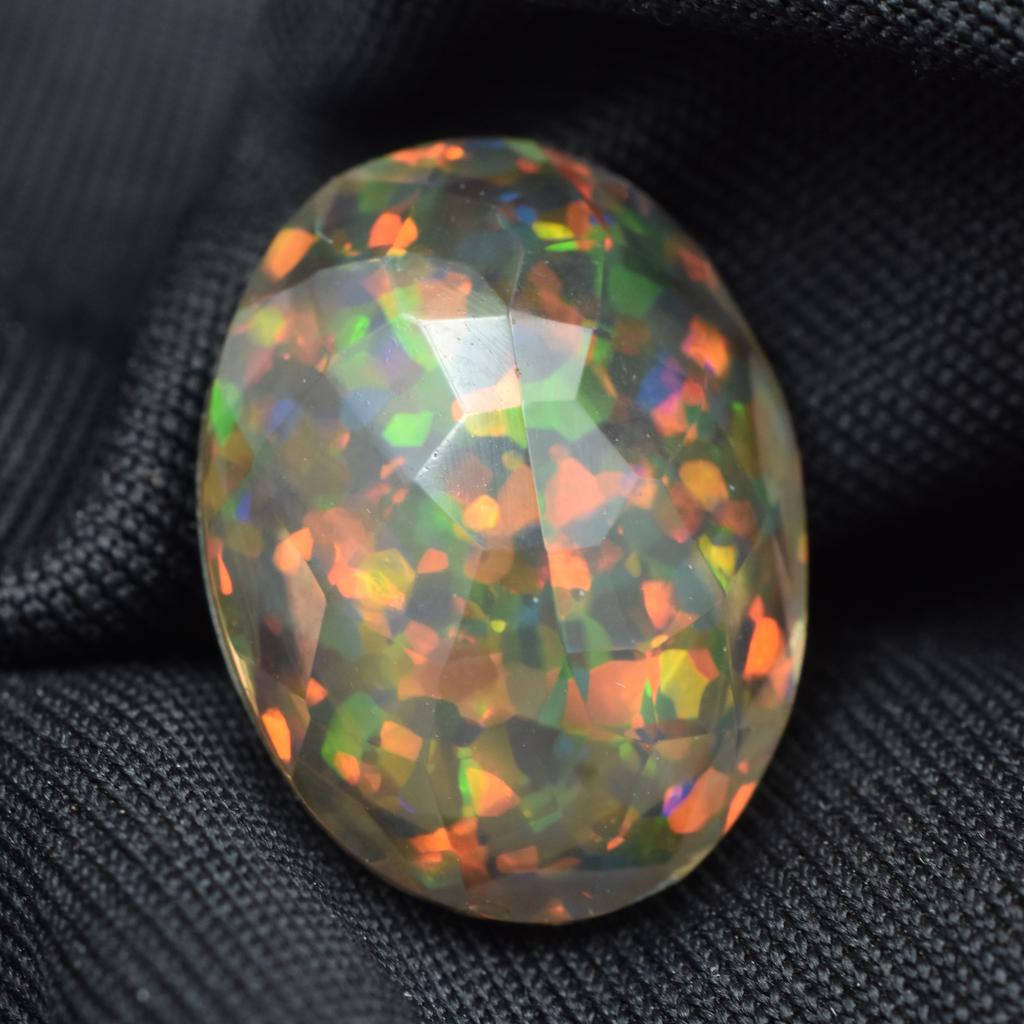 Lab-Created Opal Loose Gemstone Multicolor Oval Cut 11.55 ct Ethiopian October Birthday Birthstone