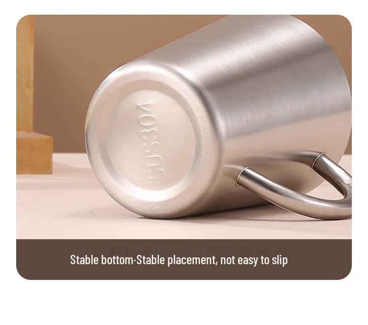 Korean Style 304 Stainless Steel Double Wall Beer Mug with Handle, Heat-Insulated, Anti-Scald for Household Use.