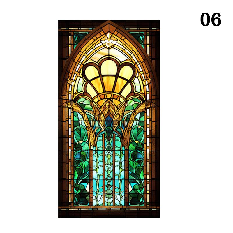 Retro Art Skleněná Fólie Evropský Styl Vitrážové Kostelní Umění Soukromí Okenní Samolepky Neprůhledné Hotelový Klub Veranda Okenní Dekorace Fólie