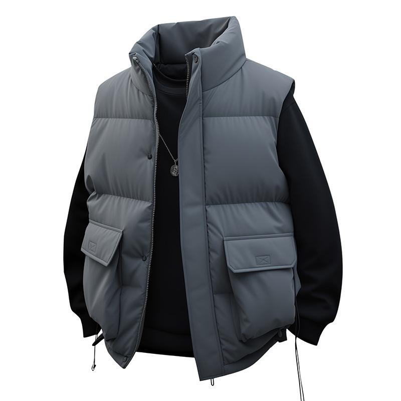 New large size fattened loose vest jacket men's sleeveless sports cold-proof tooling cotton vest