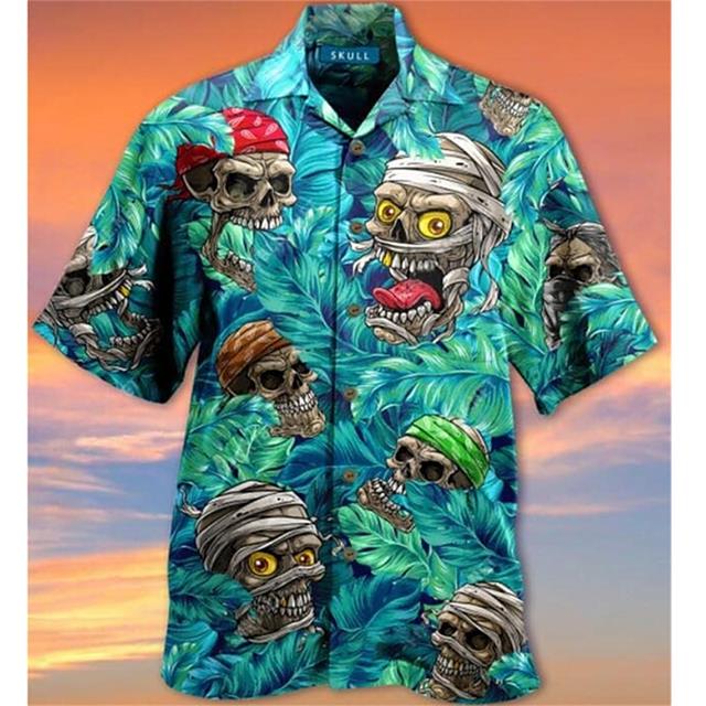 Camisas Hawaianas Transpirables Sueltas con Estampado 3D Modernas Geniales de Moda Tops para Fiesta en la Playa Mangas Cortas Verano para Hombre