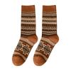 Japanese Retro Ethnic Style Maillard Fair Island Warm Knitted Socks For Women