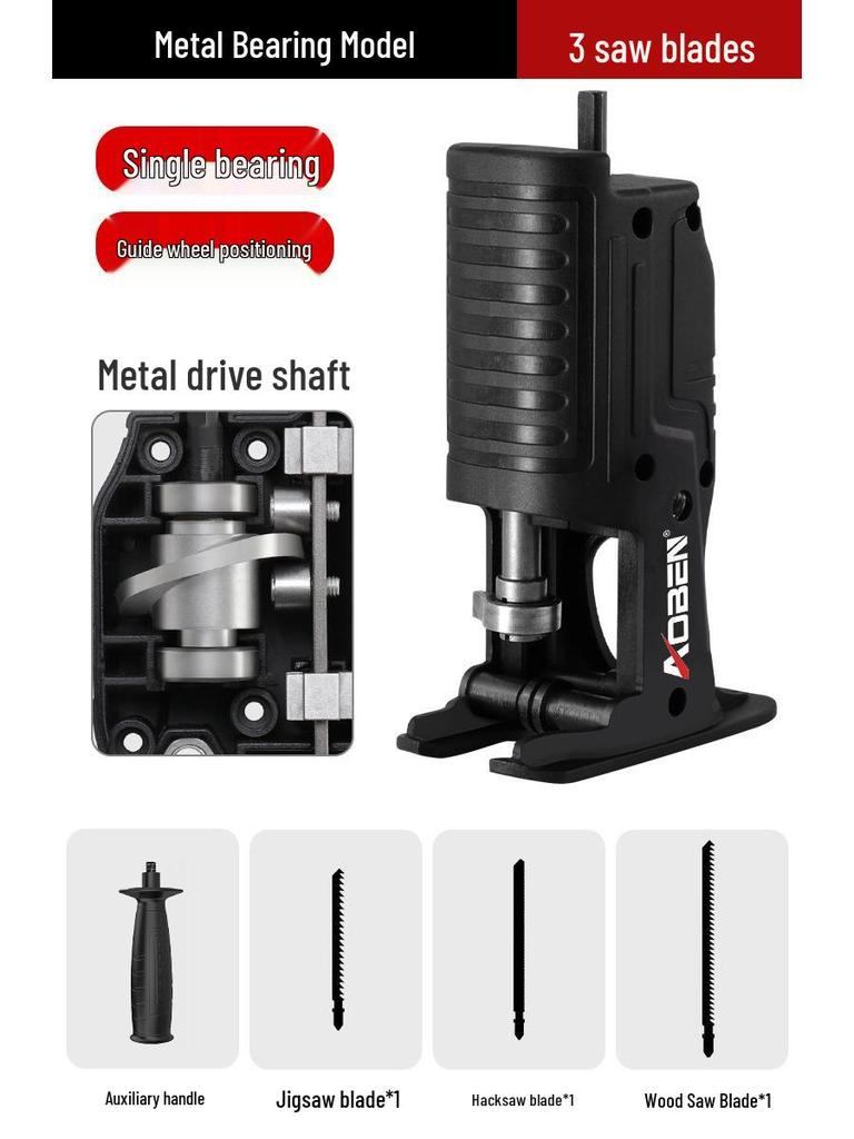 Electric Drill to Chainsaw Conversion Head: Handheld Reciprocating Saw for Woodworking and Jigsaw.