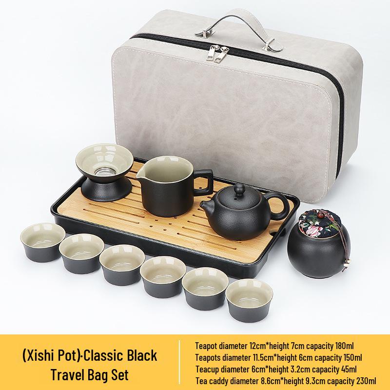 Portable Kung Fu Tea Set with Tray - Ideal for Outdoor Travel and Home, Perfect as a Chinese Business Gift
