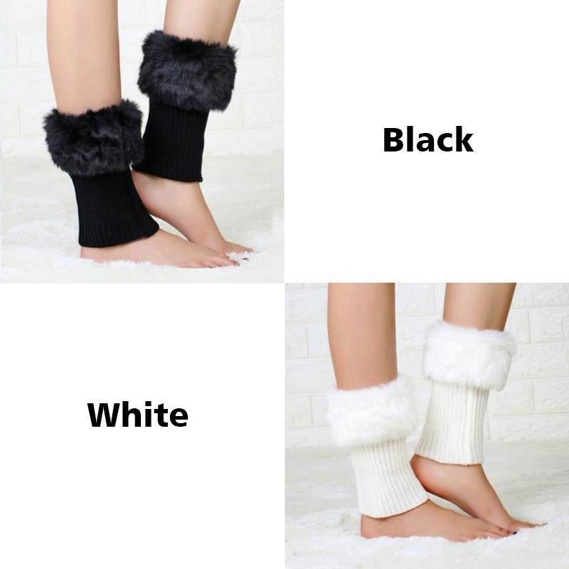 1 Paar Winteroutfits Elegante Bekleidungsaccessoires Weiche Textur Beinstulpen Niedliches Plüschdesign Hohe Elastizität Schwarz/Weiß