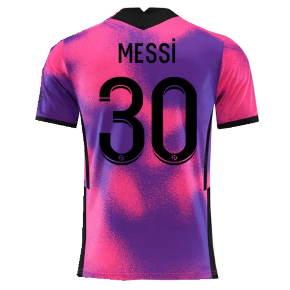 Kids Sportswear, Messi PSG Third Away Soccer Jersey Set, Football Uniform Shirt Shorts Combo, Breathable Quick-Dry Fabric Youth Training Kit